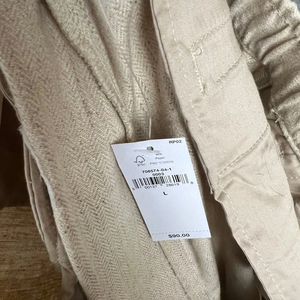 Banana Republic Tapered High-Rise Linen Blend Pants Beige Tan Size L‎ NWT 706574